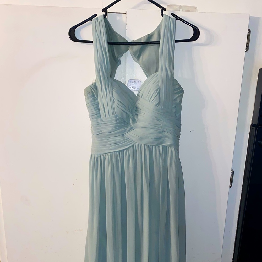 Azazie Cameron Agave Green Bridesmaid Prom Dress Gown Size 4